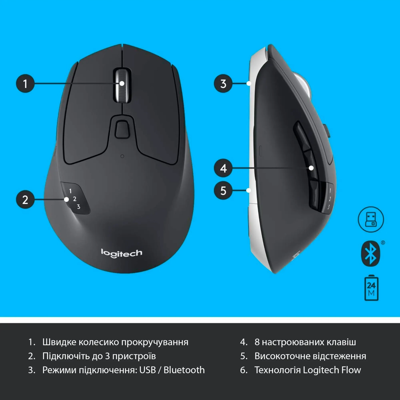 Купить Комплект клавиатура и мышь Logitech MK850 Wireless Performance Combo US (920-008226) - фото 8