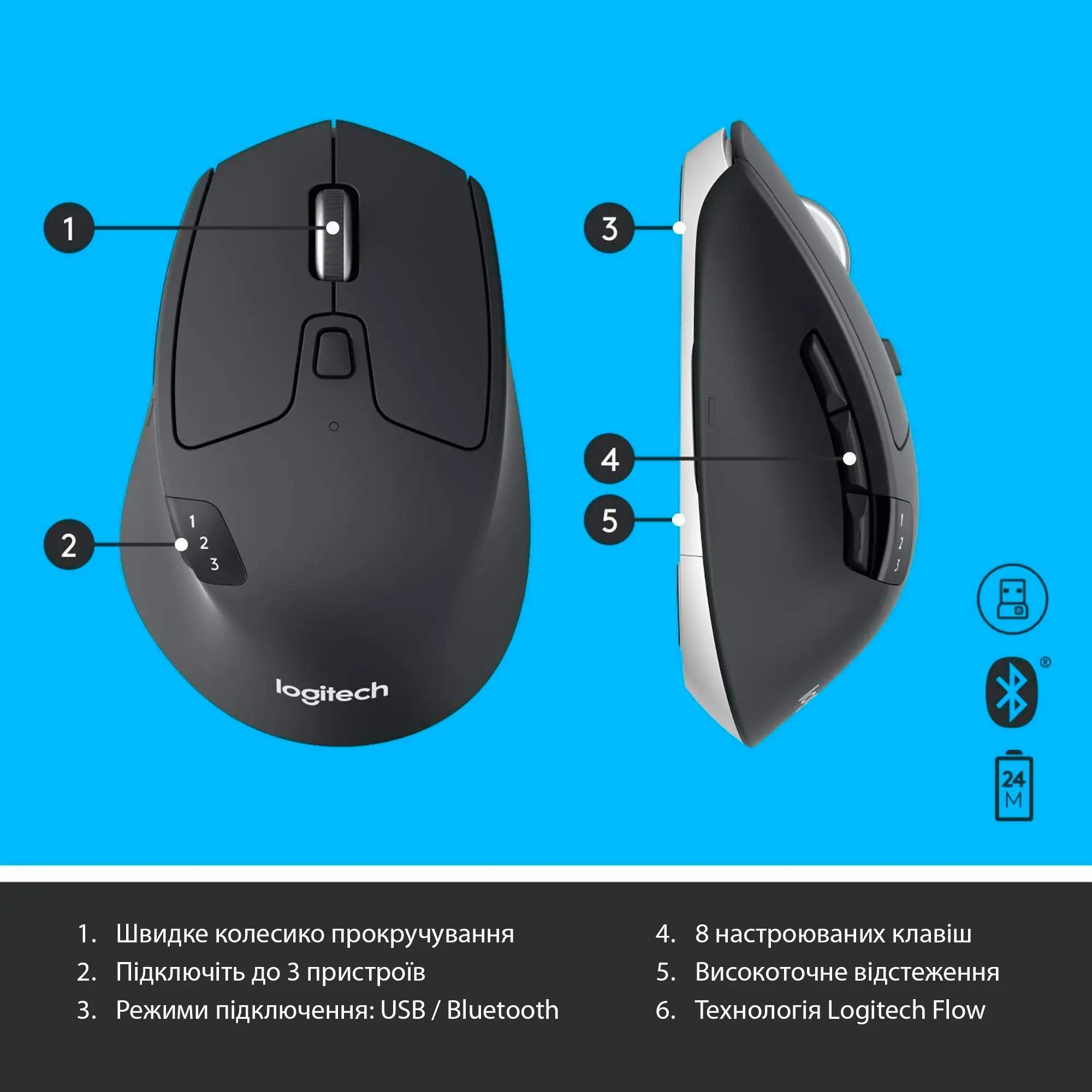Купить Комплект клавиатура и мышь Logitech MK850 Wireless Performance Combo US (920-008226) - фото 8