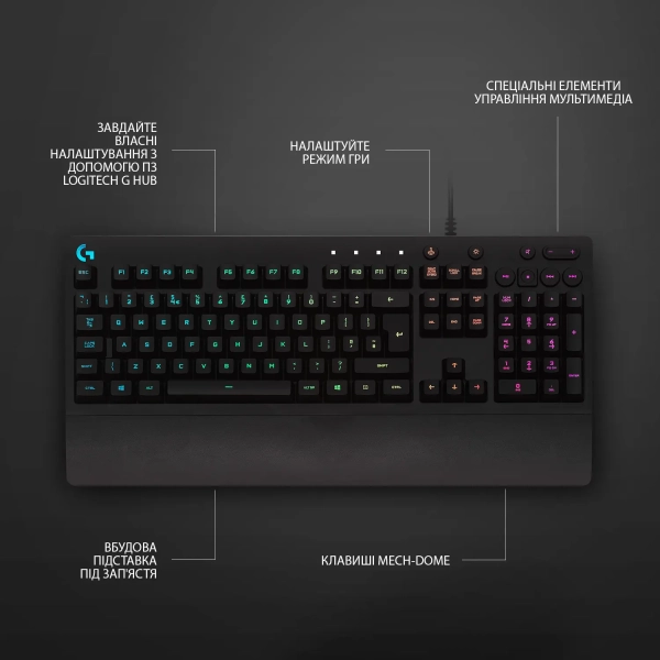 Купить Клавиатура Logitech G213 Prodigy Gaming Keyboard USB RUS (920-008092) - фото 7