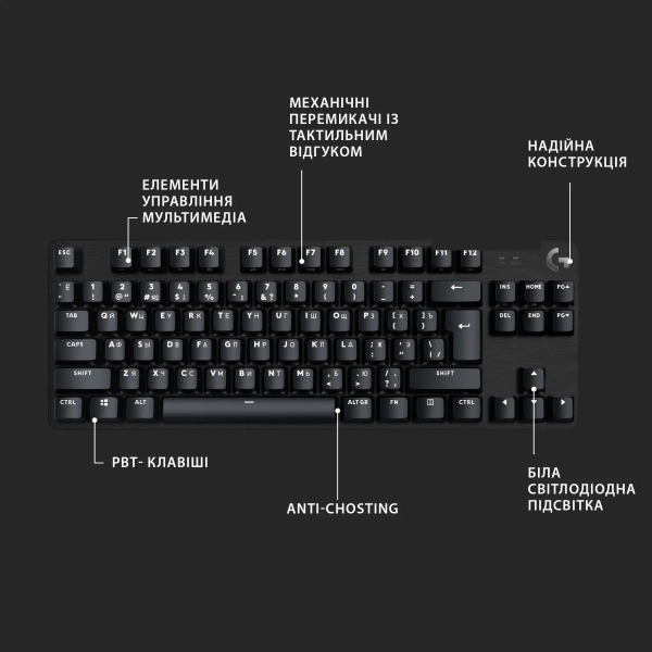 Купить Клавиатура Logitech G413 TKL SE Corded Mechanical Gaming Keyboard Black (920-010446) - фото 7