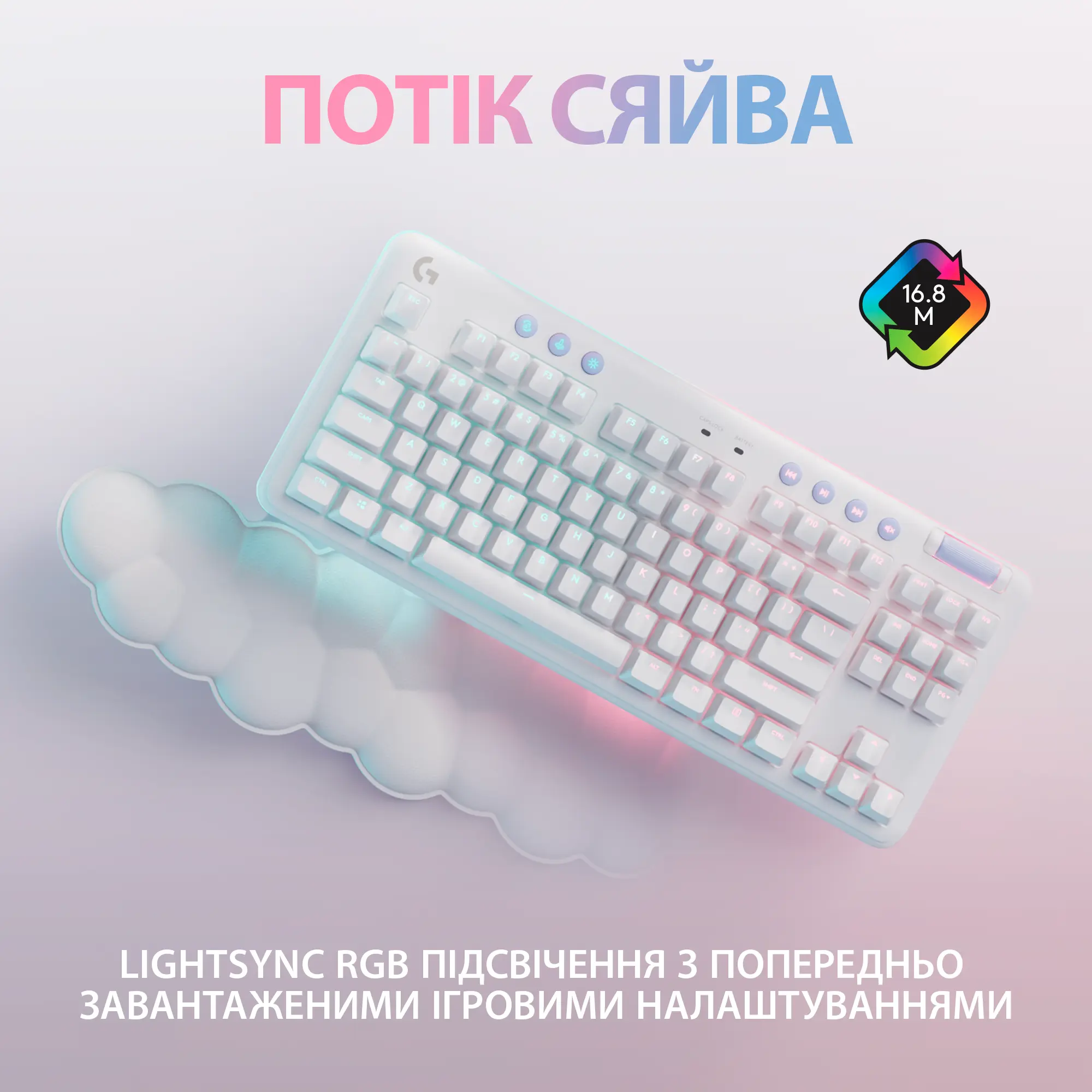 Купити Клавіатура Logitech G715 Gaming Keyboard Off White 2.4GHZ/BT Tactile (920-010465) - фото 4