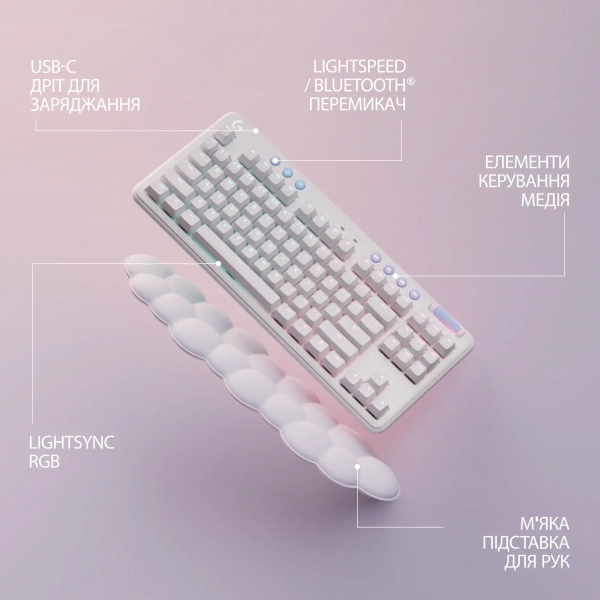 Купити Клавіатура Logitech G715 Gaming Keyboard Off White 2.4GHZ/BT Tactile (920-010465) - фото 6