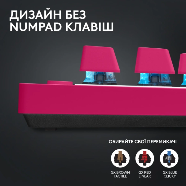 Купить Клавиатура Logitech G PRO X TKL Lightspeed Gaming Keyboard Magenta 2.4GHZ/BT Tactile (920-012159) - фото 4