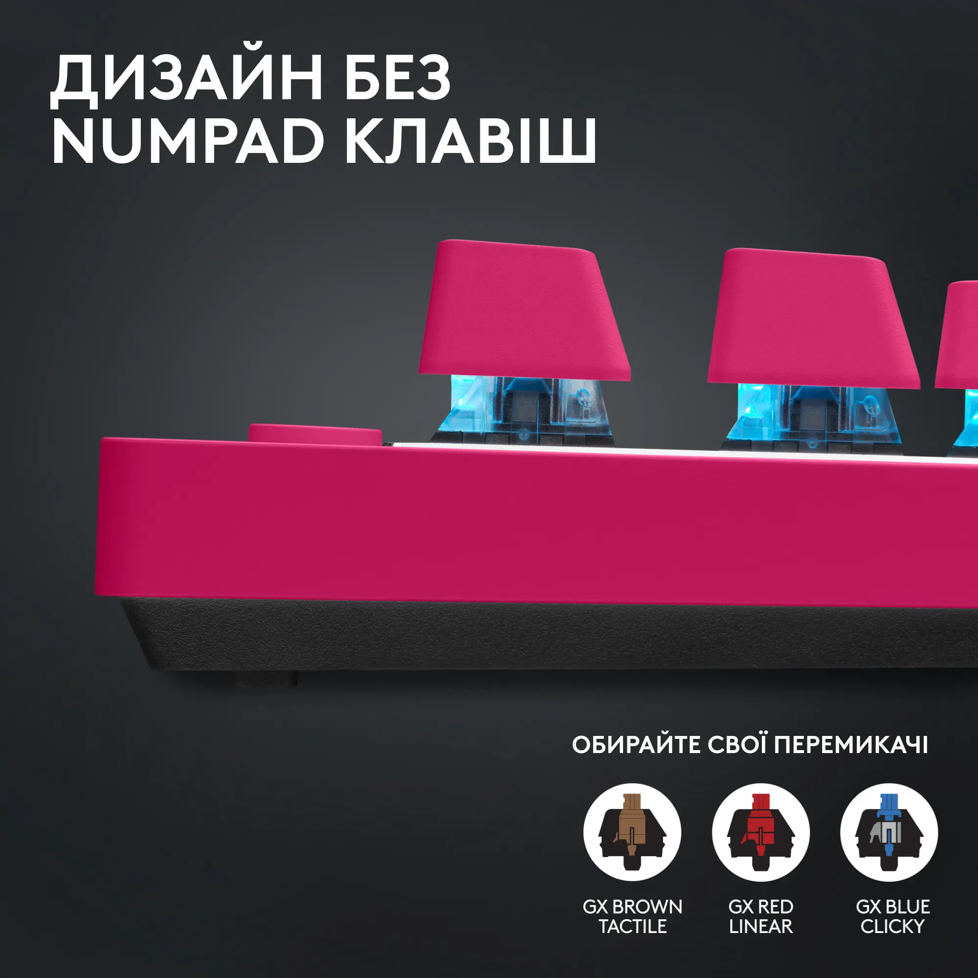 Купить Клавиатура Logitech G PRO X TKL Lightspeed Gaming Keyboard Magenta 2.4GHZ/BT Tactile (920-012159) - фото 4