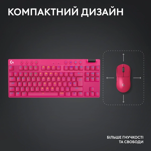 Купить Клавиатура Logitech G PRO X TKL Lightspeed Gaming Keyboard Magenta 2.4GHZ/BT Tactile (920-012159) - фото 7