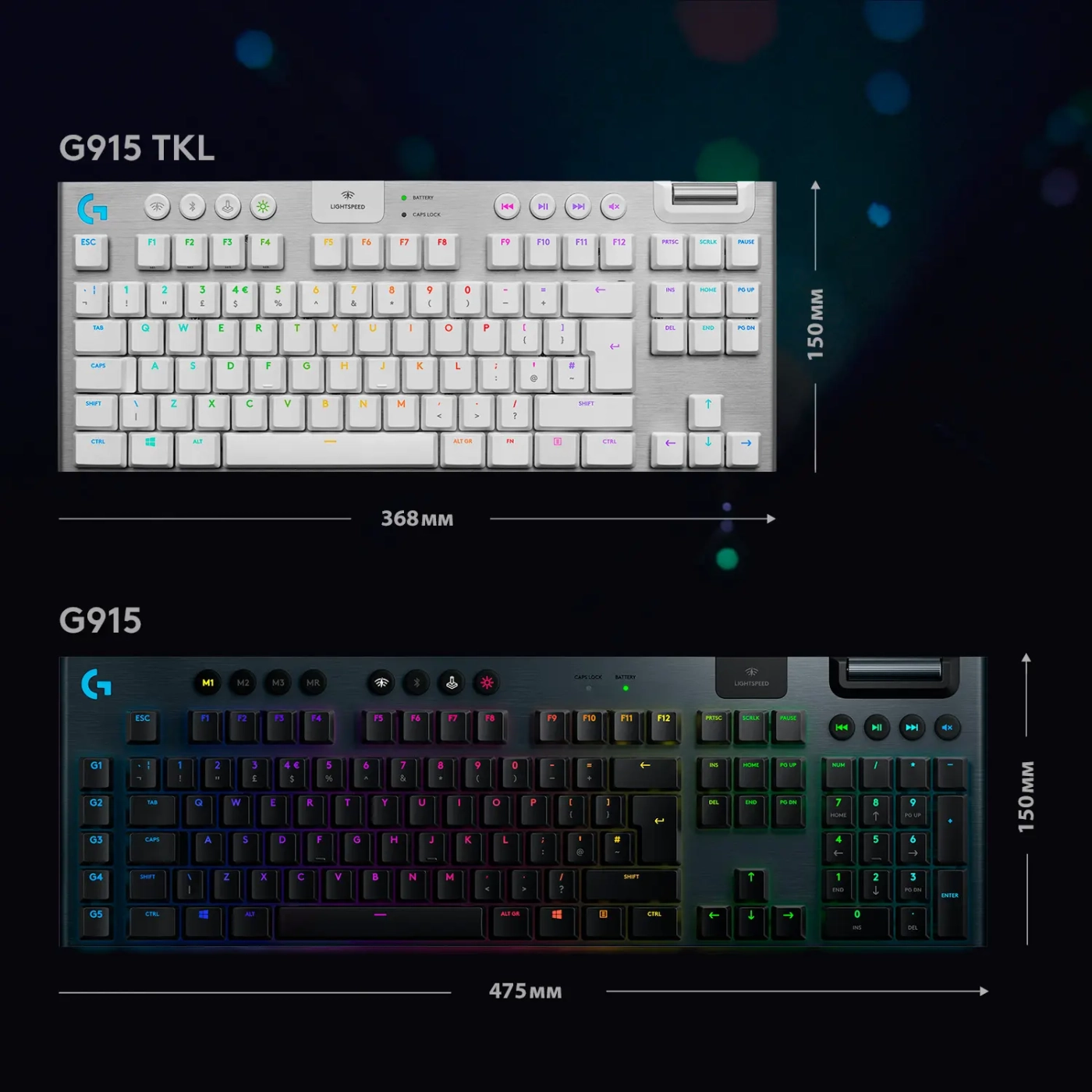 Купить Клавиатура Logitech G915 TKL Tenkeyless Lightspeed Wireless RGB Mechanical Gaming Keyboard GL Tactile White 2.4GHZ/BT (920-009664) - фото 6