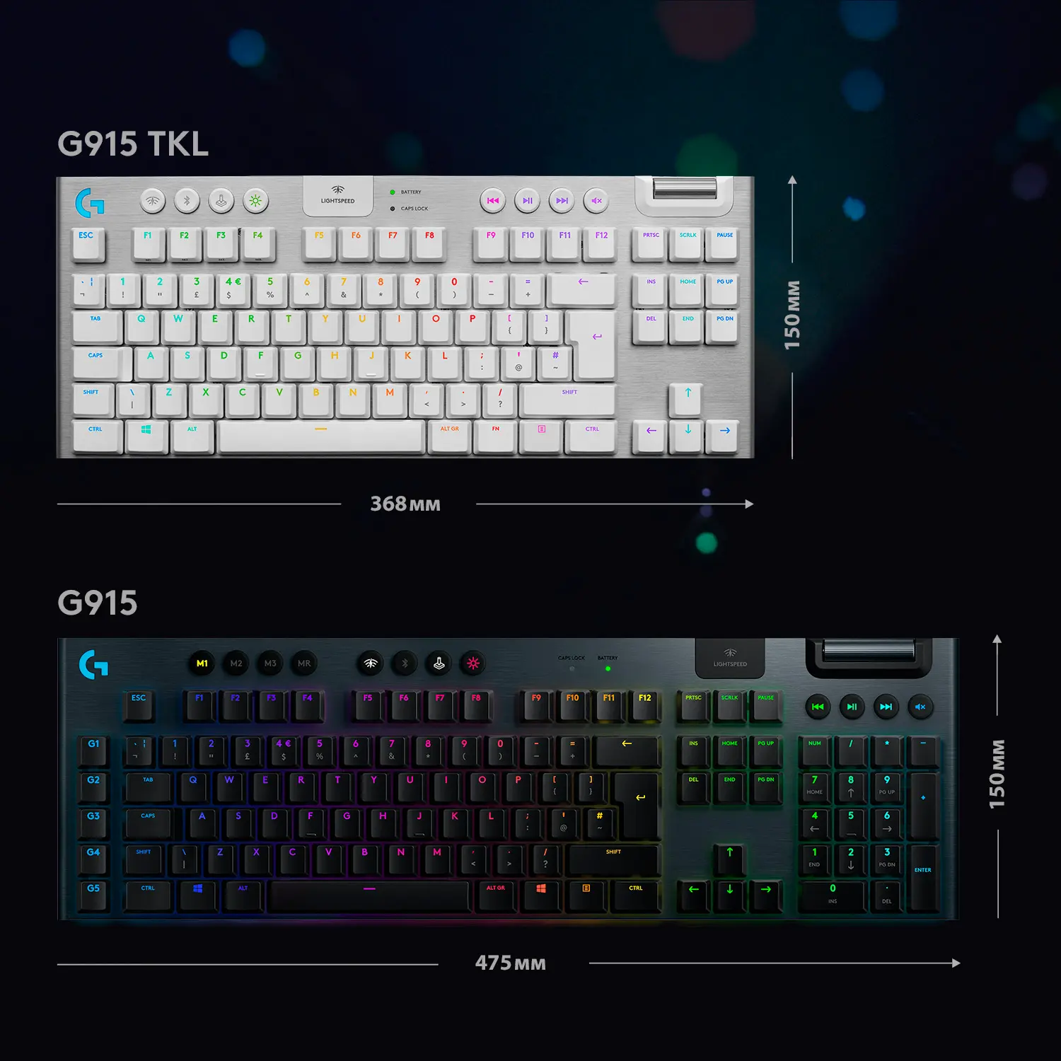 Купить Клавиатура Logitech G915 TKL Tenkeyless Lightspeed Wireless RGB Mechanical Gaming Keyboard GL Tactile White 2.4GHZ/BT (920-009664) - фото 6
