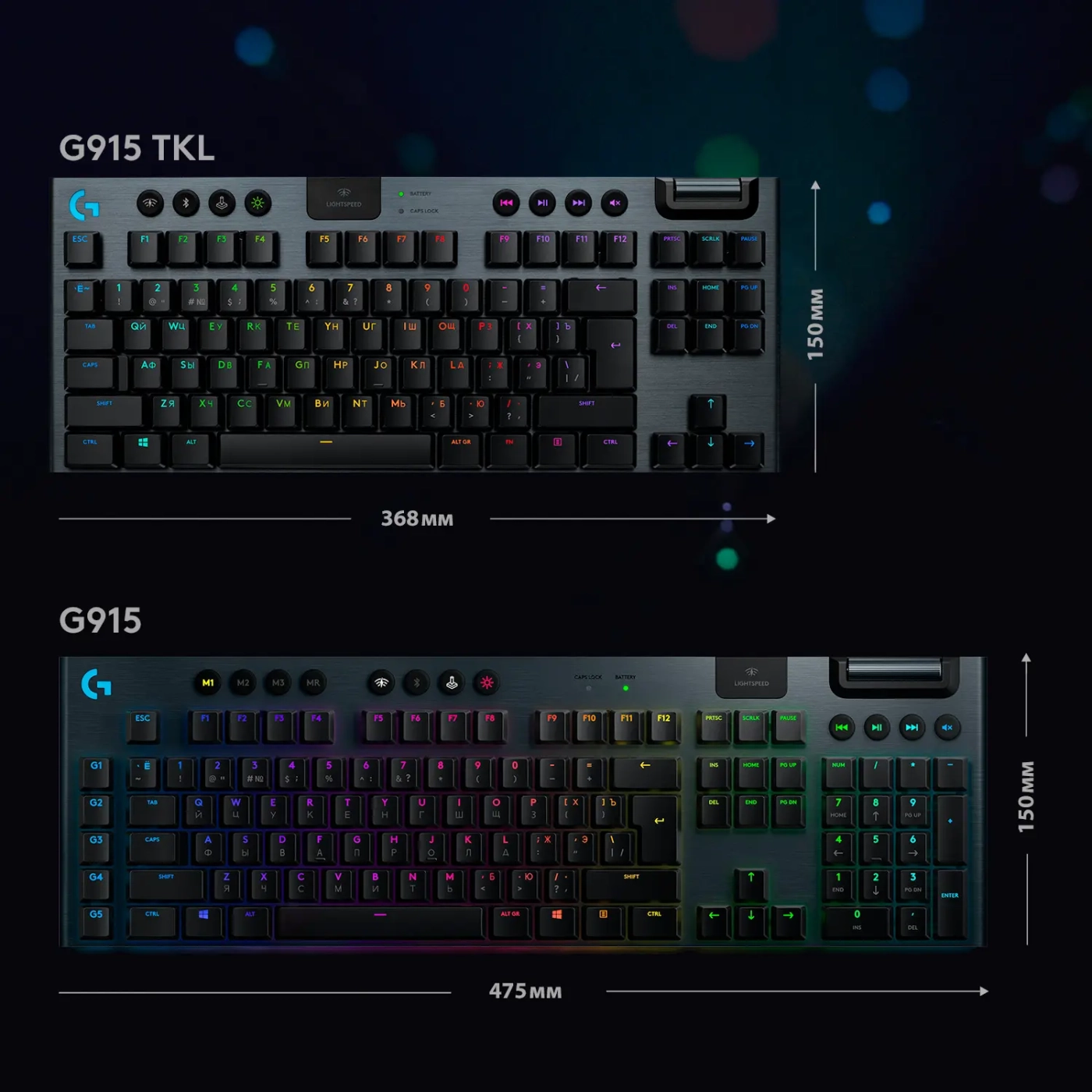 Купить Клавиатура Logitech G915 TKL Tenkeyless Lightspeed Wireless RGB Mechanical Gaming Keyboard GL Tactile Carbon 2.4GHZ/BT (920-009503) - фото 6