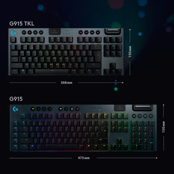 Купить Клавиатура Logitech G915 TKL Tenkeyless Lightspeed Wireless RGB Mechanical Gaming Keyboard GL Tactile Carbon 2.4GHZ/BT (920-009503) - фото 6