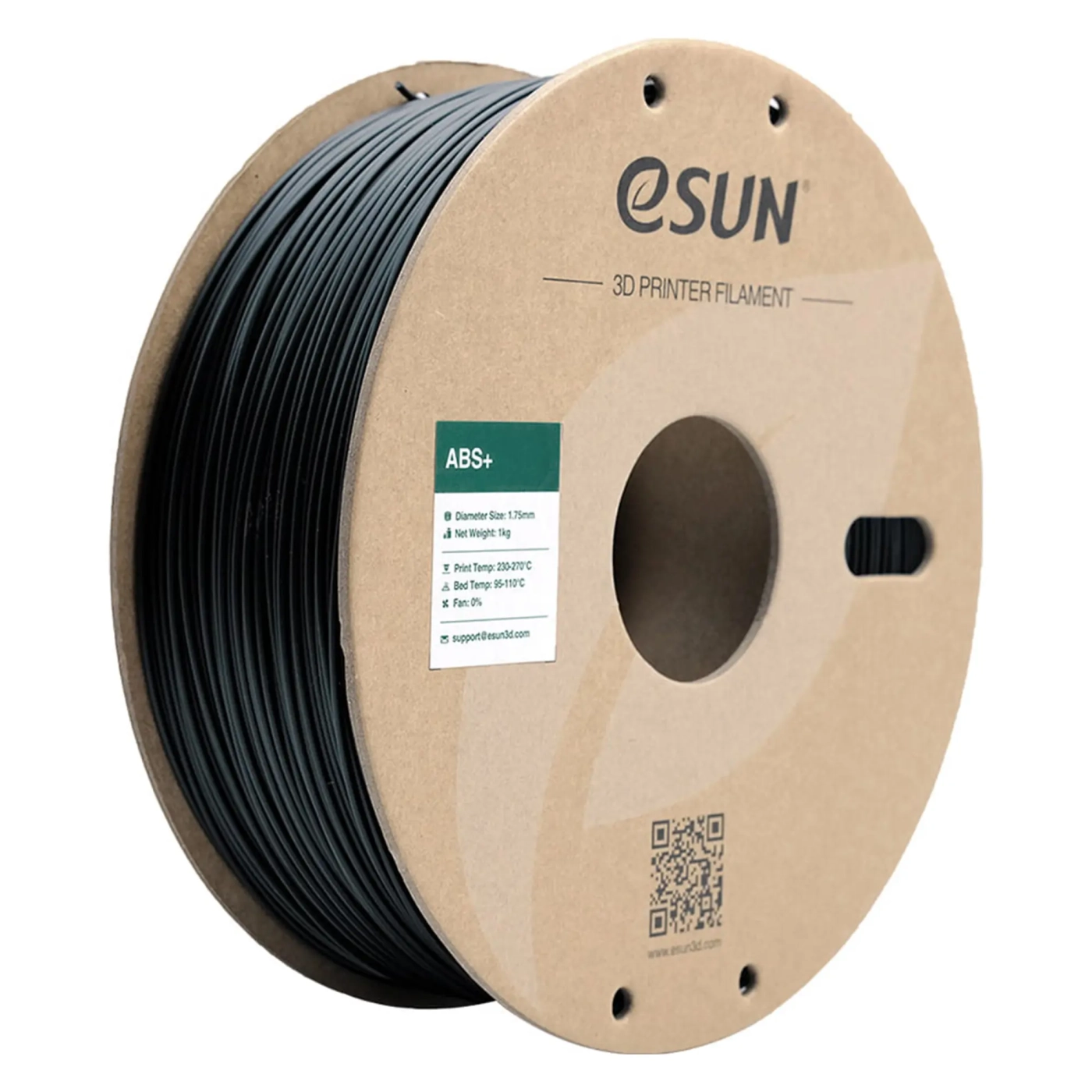 Купити ABS Plus Filament (пластик) для 3D принтера eSUN 1кг, 1.75мм, чорний (ABS+175B1) - фото 1