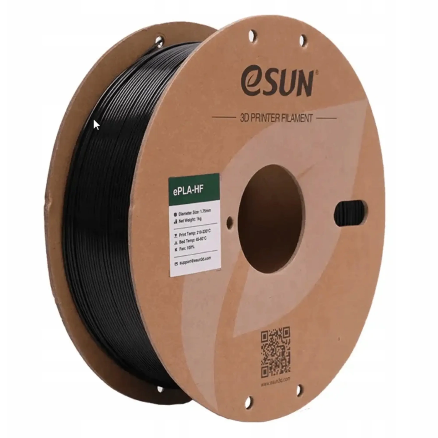 Купить ePLA-HF Filament (пластик) для 3D принтера eSUN 1кг, 1.75мм, черный (EPLA-HF-P175B1) - фото 1