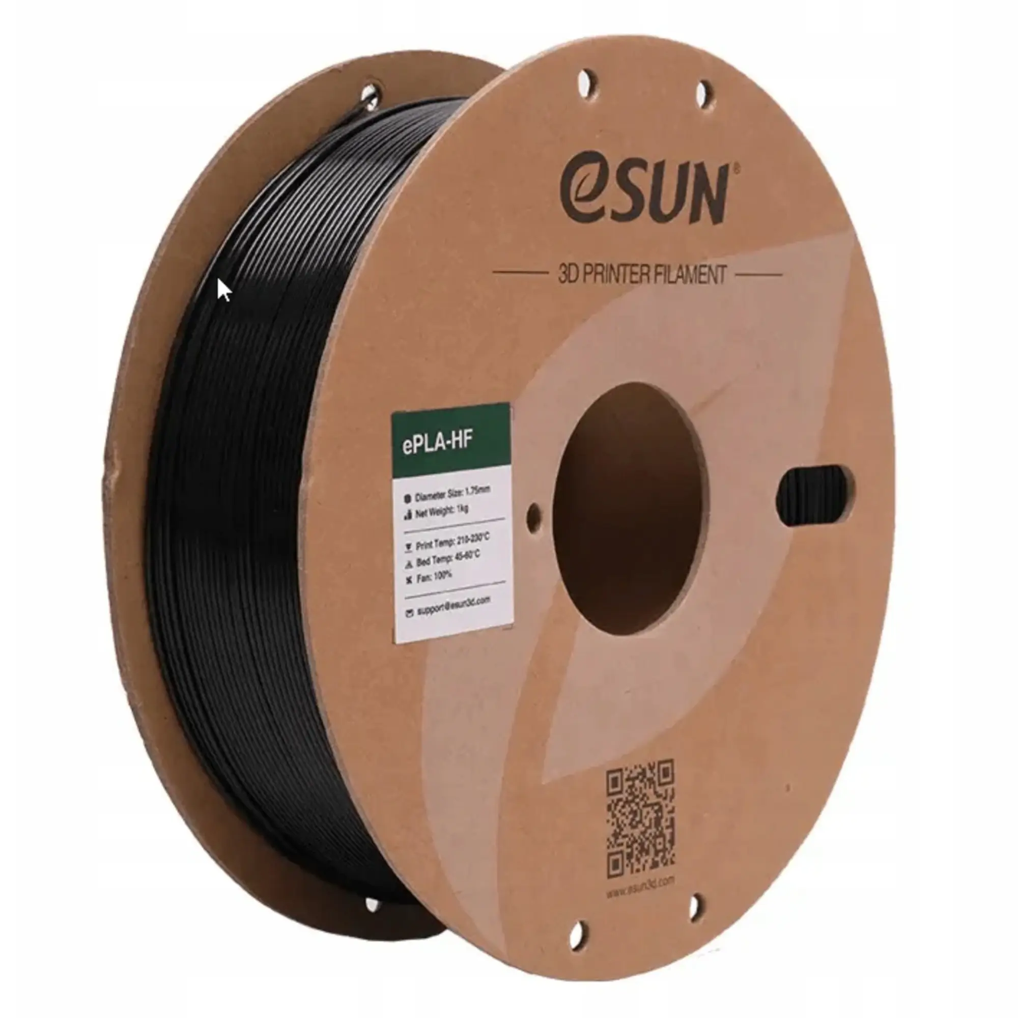 Купить ePLA-HF Filament (пластик) для 3D принтера eSUN 1кг, 1.75мм, черный (EPLA-HF-P175B1) - фото 1