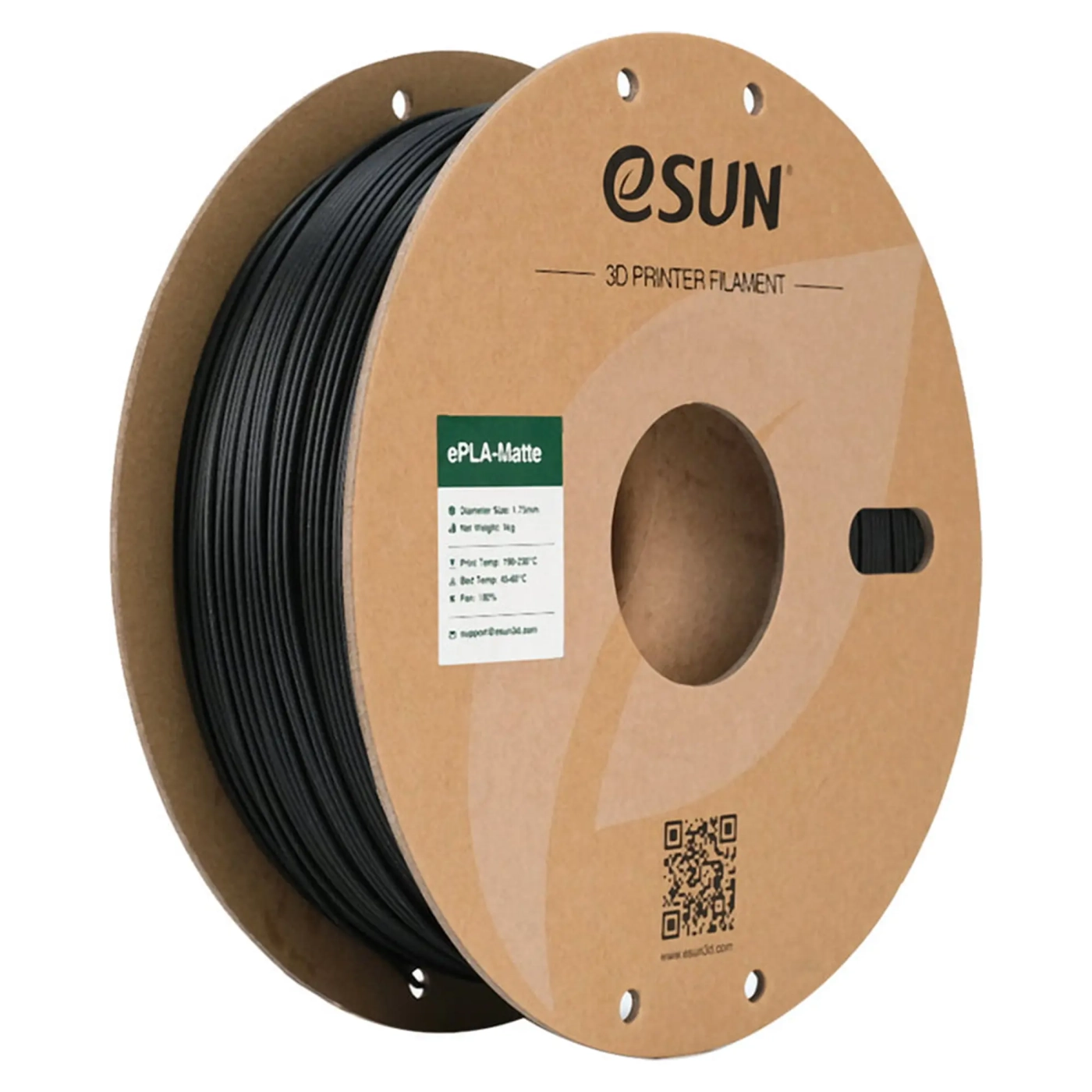 Купити ePLA-Matte Filament (пластик) для 3D принтера eSUN 1кг, 1.75мм, матовий чорний (EPLA-MATTE-P175DB1) - фото 1