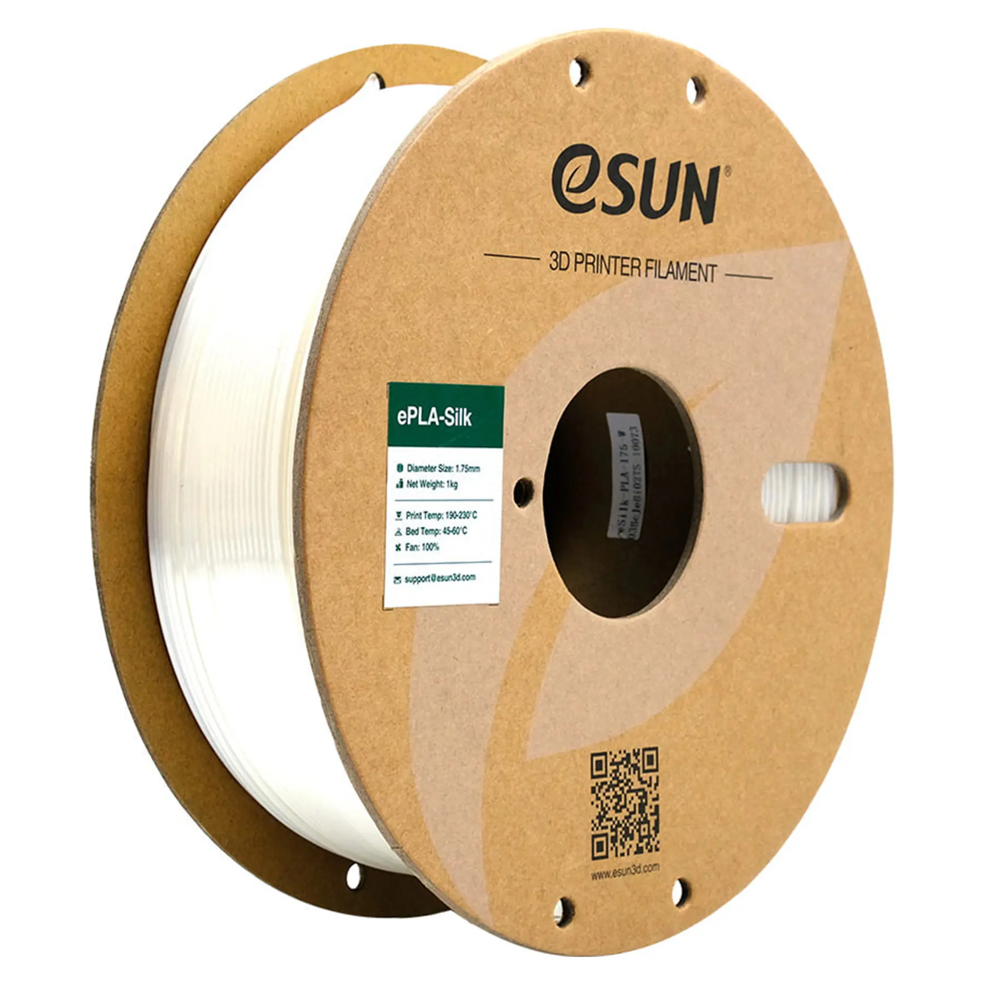 Купити eSilk-PLA Filament (пластик) для 3D принтера eSUN 1кг, 1.75мм, білий (ESILK-PLA175W1) - фото 1
