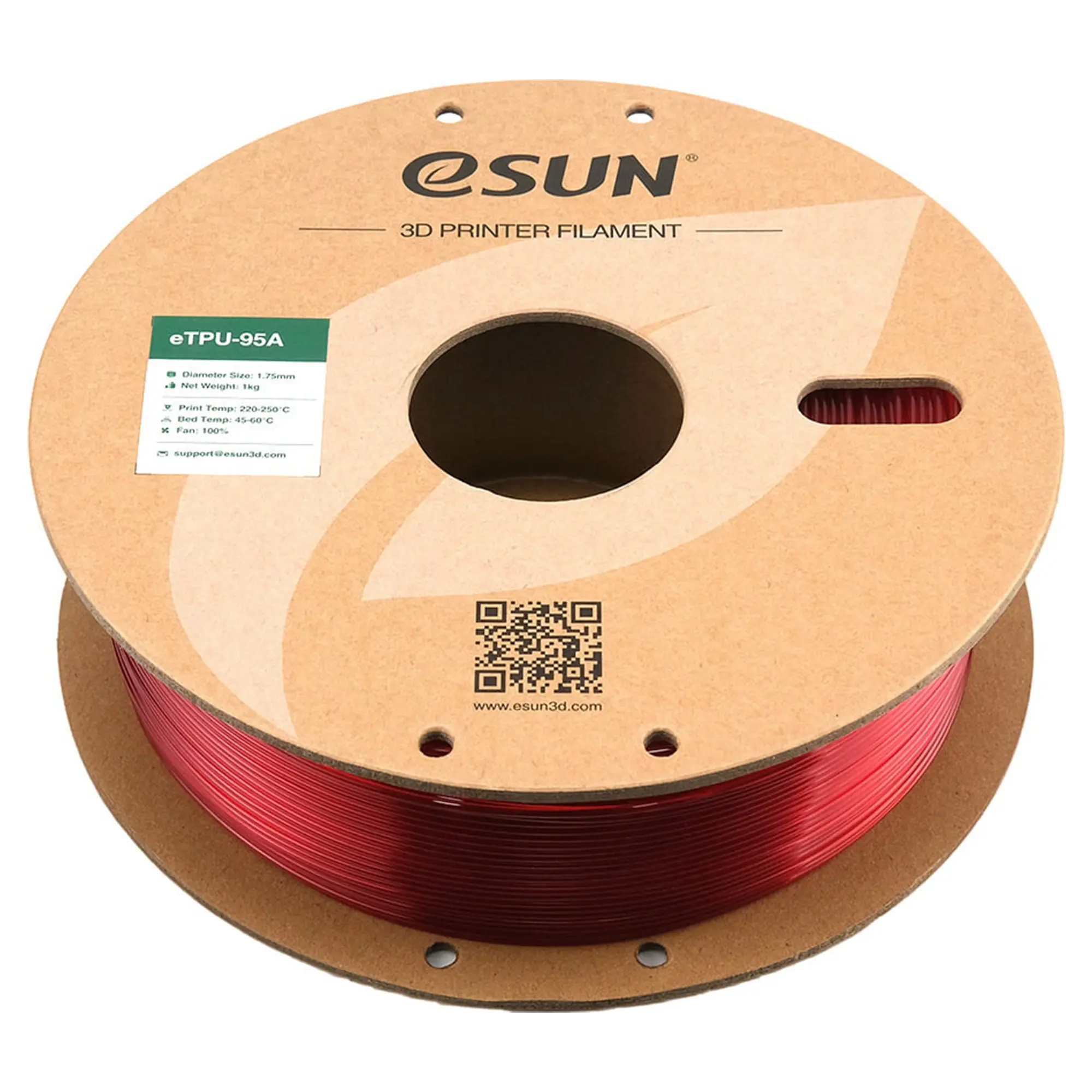 Купити eTPU-95A Filament (пластик) для 3D принтера eSUN 1кг, 1.75мм, прозорий червоний (ETPU-95A175GR1) - фото 2