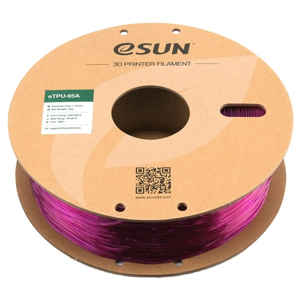 Купити eTPU-95A Filament (пластик) для 3D принтера eSUN 1кг, 1.75мм, прозорий фіолетовий (ETPU-95A175GZ1) - фото 2