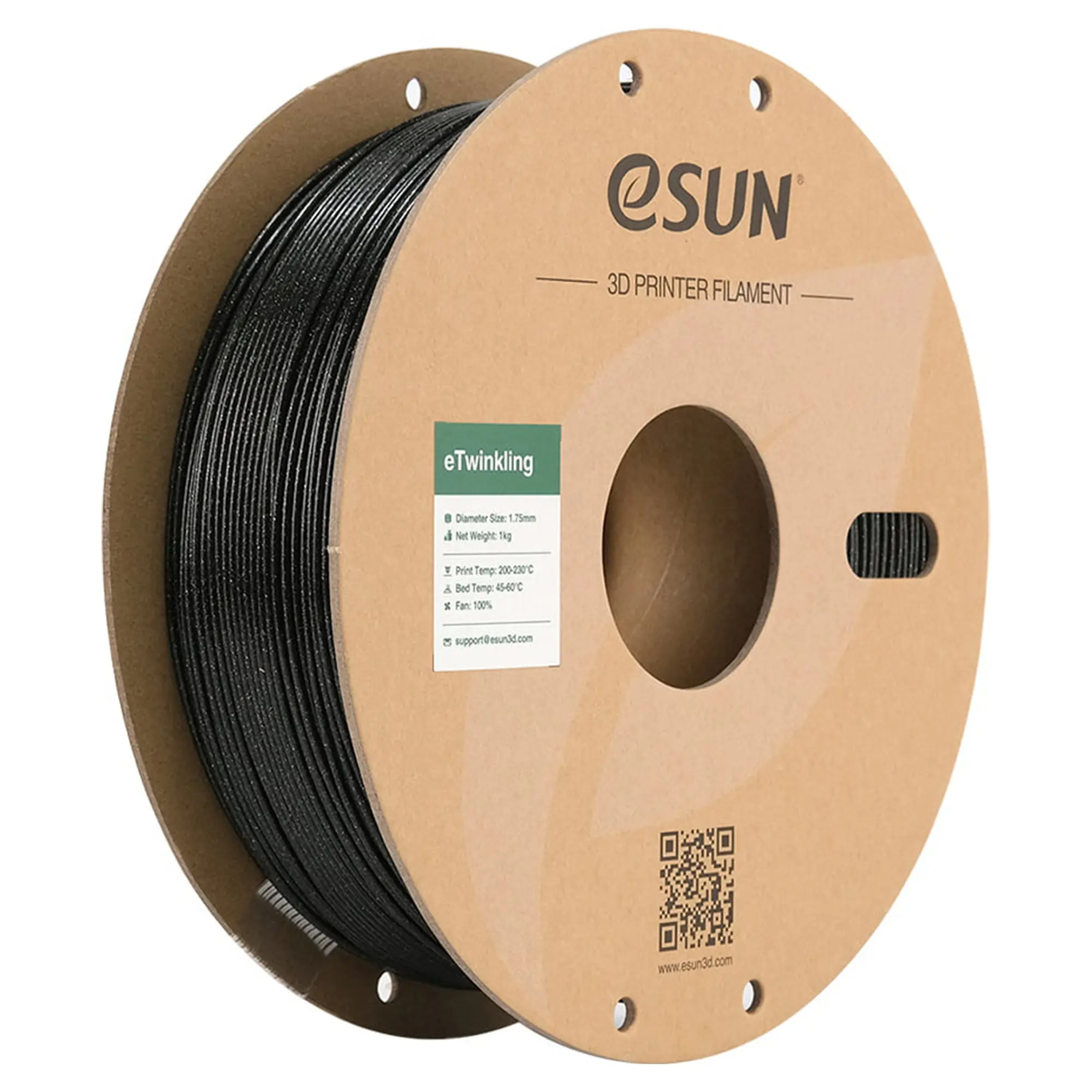 Купити eTwinkling Filament (пластик) для 3D принтера eSUN 1кг, 1.75мм, чорний (ETWINKLING175B1) - фото 1