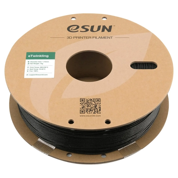 Купити eTwinkling Filament (пластик) для 3D принтера eSUN 1кг, 1.75мм, чорний (ETWINKLING175B1) - фото 2