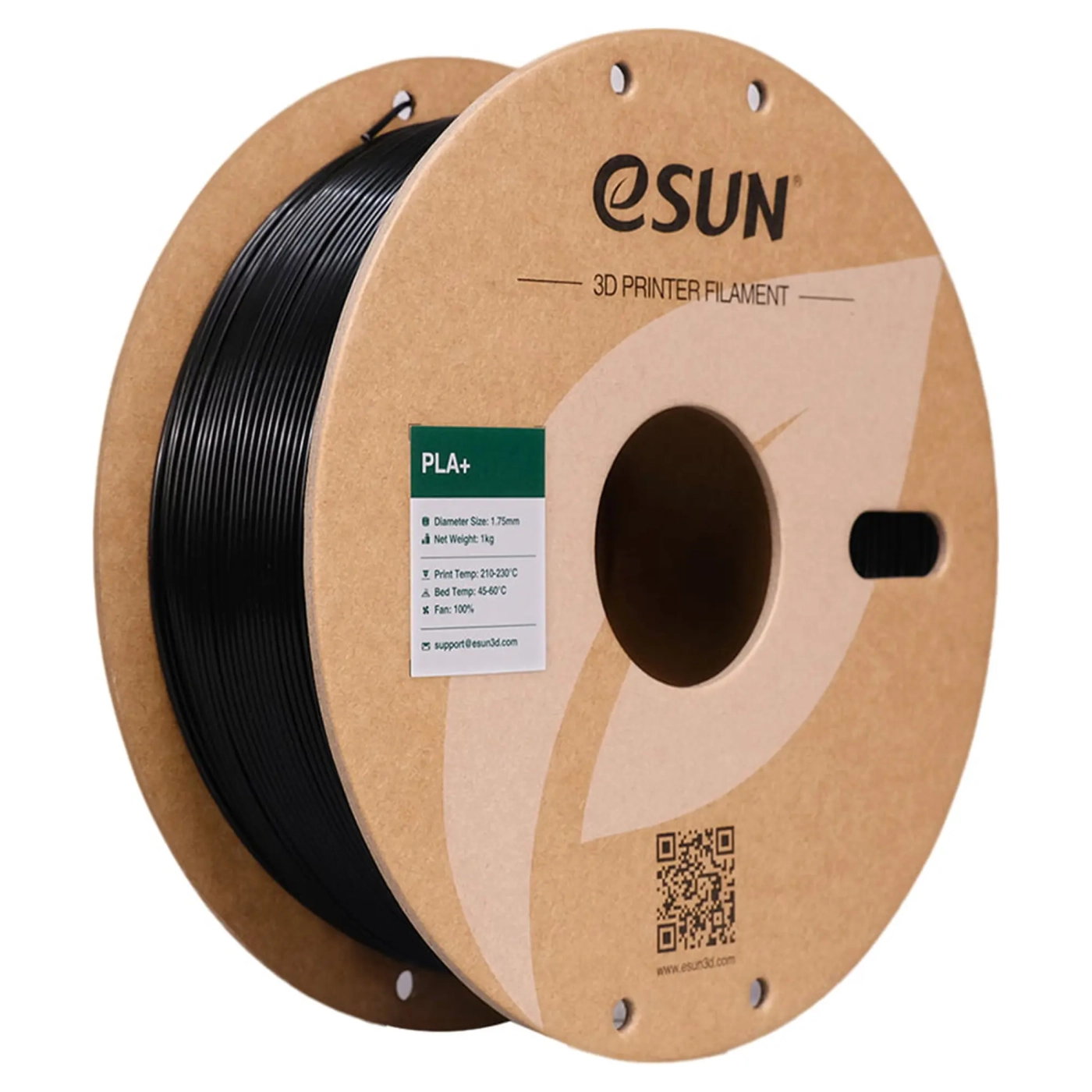 Купить PLA Plus Filament (пластик) для 3D принтера eSUN 1кг, 1.75мм, черный (PLA+175B1) - фото 1