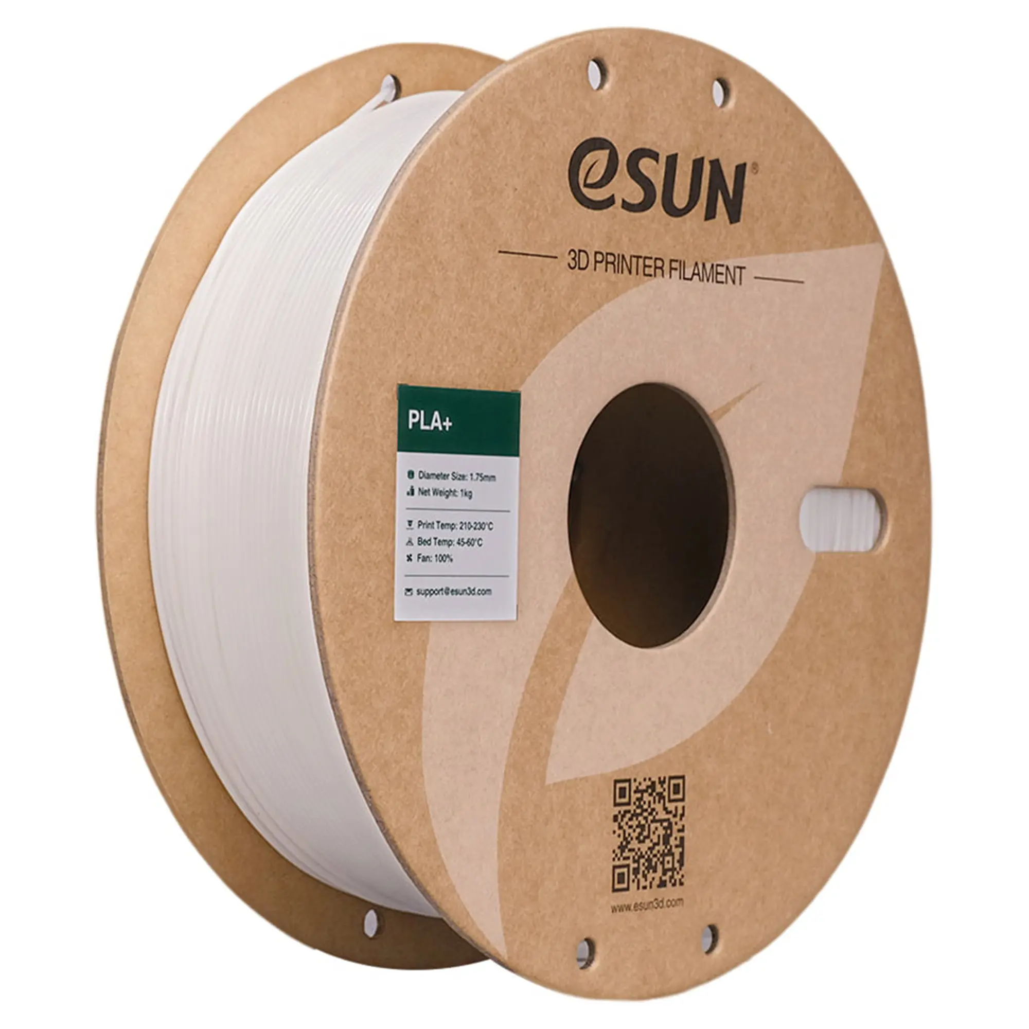 Купити PLA Plus Filament (пластик) для 3D принтера eSUN 1кг, 1.75мм, білий (PLA+175W1) - фото 1