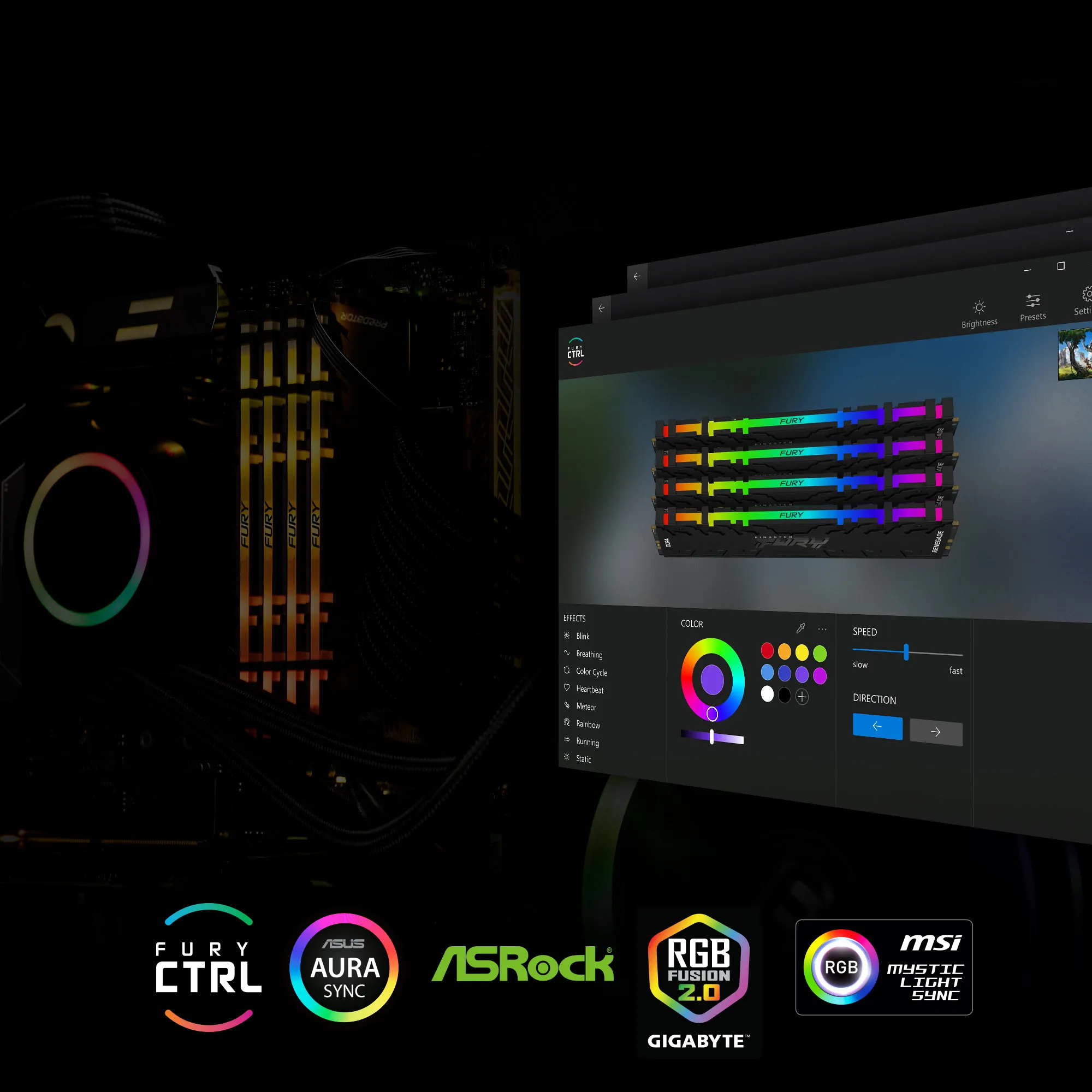 Купить Модуль памяти Kingston FURY Renegade RGB Black DDR4-3600 64GB (2x32GB) CL18-22-22 1.35V XMP - фото 3