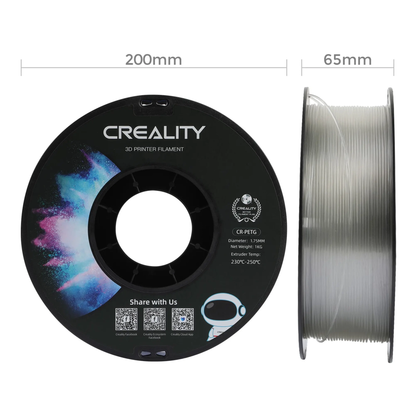 Купити PETG Filament (пластик) для 3D принтера CREALITY 1кг, 1.75мм, прозорий - фото 6