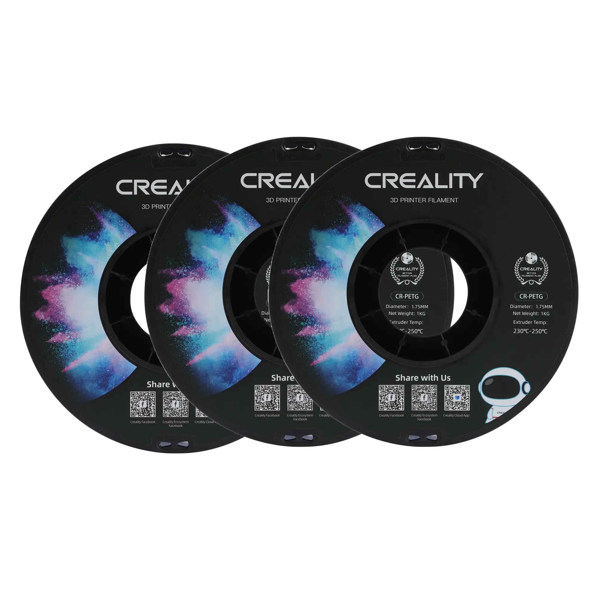 Купити PETG Filament (пластик) для 3D принтера CREALITY 1кг, 1.75мм, прозорий (3301030037x3) - фото 3