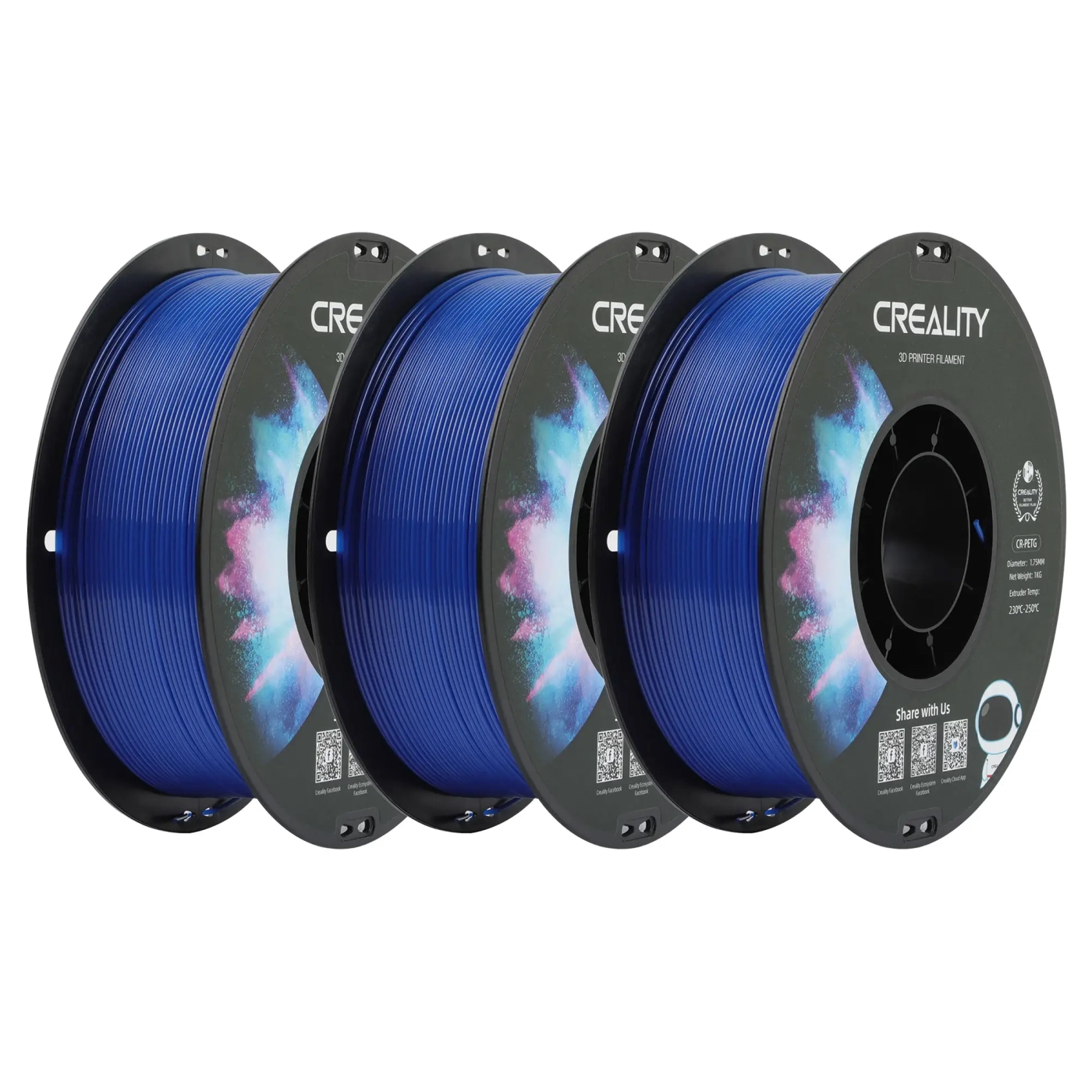 Купити PETG Filament (пластик) для 3D принтера CREALITY 3кг, 1.75мм, синій (3301030032x3) - фото 1