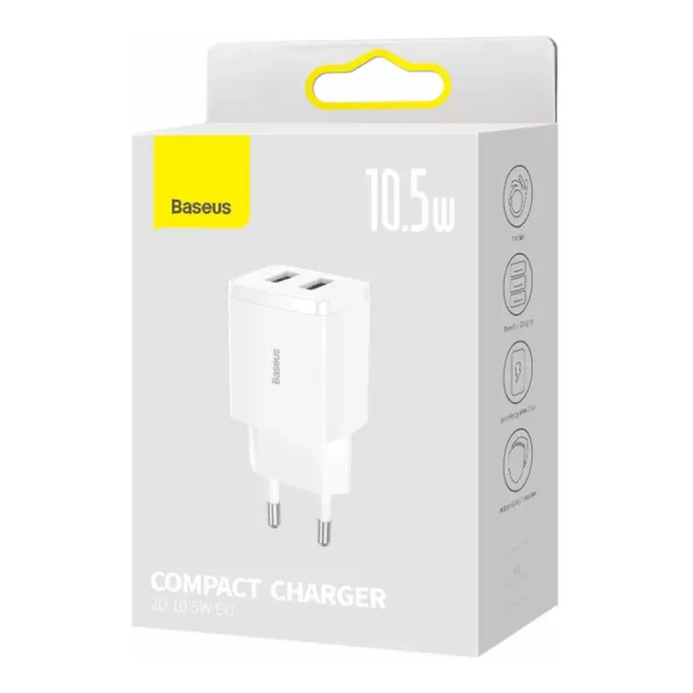 Купити Мережевий зарядний пристрій Baseus Compact Charger 2U 10.5W EU White - фото 6