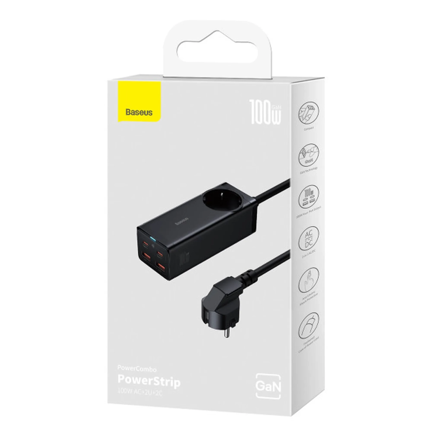 Купити Мережевий зарядний пристрій Baseus GaN3 Pro Desktop Powerstrip AC+2U+2C 100W EU Black - фото 8