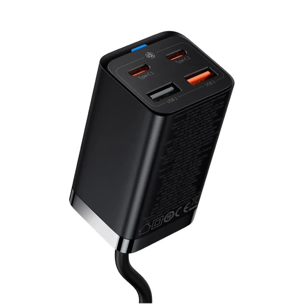 Купить СЗУ Baseus GaN3 Pro Desktop Fast Charger 2C+2U 65W (Cable Type-C to Type-C 100W(20V/5A) 1m) Black - фото 3