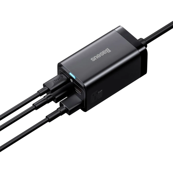 Купить СЗУ Baseus GaN3 Pro Desktop Fast Charger 2C+2U 65W (Cable Type-C to Type-C 100W(20V/5A) 1m) Black - фото 5
