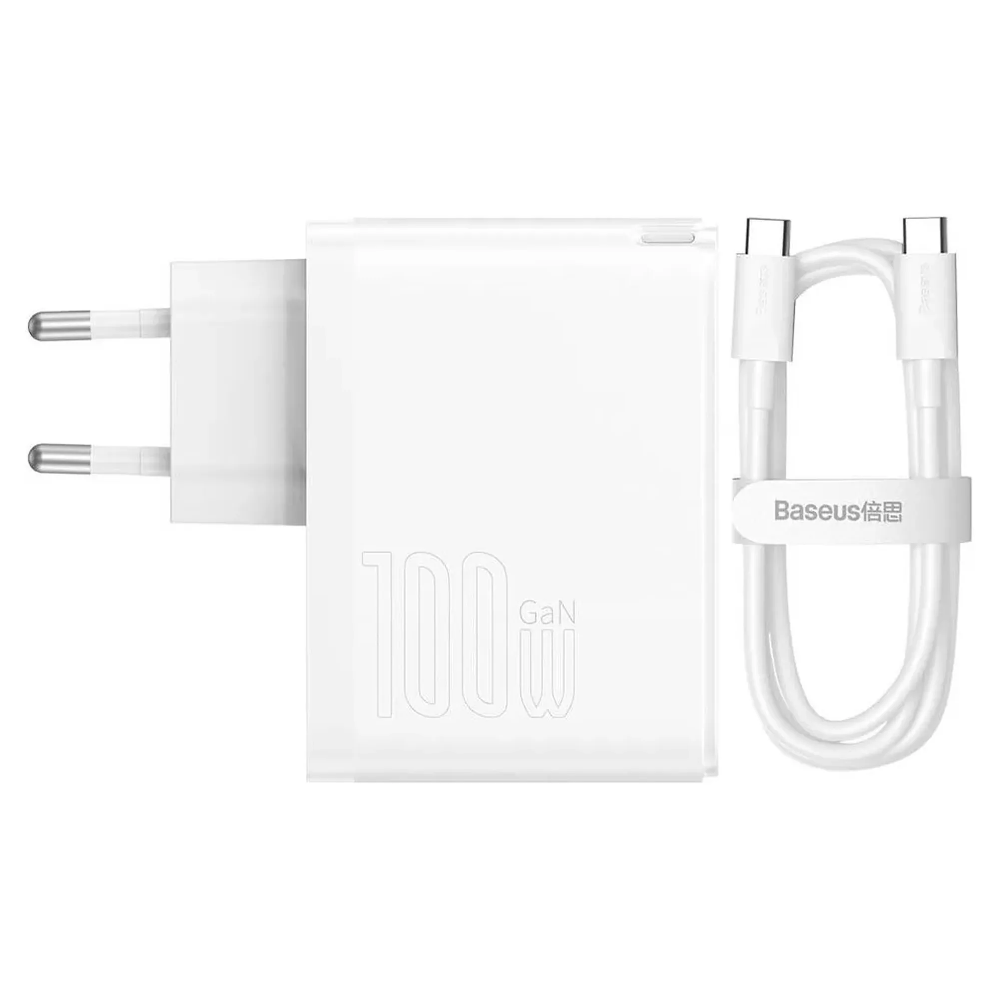 Купити МЗП Baseus GaN5 Pro Fast Charger C+U 100W (Cable Type-C to Type-C 100W(20V/5A) 1m) White - фото 5