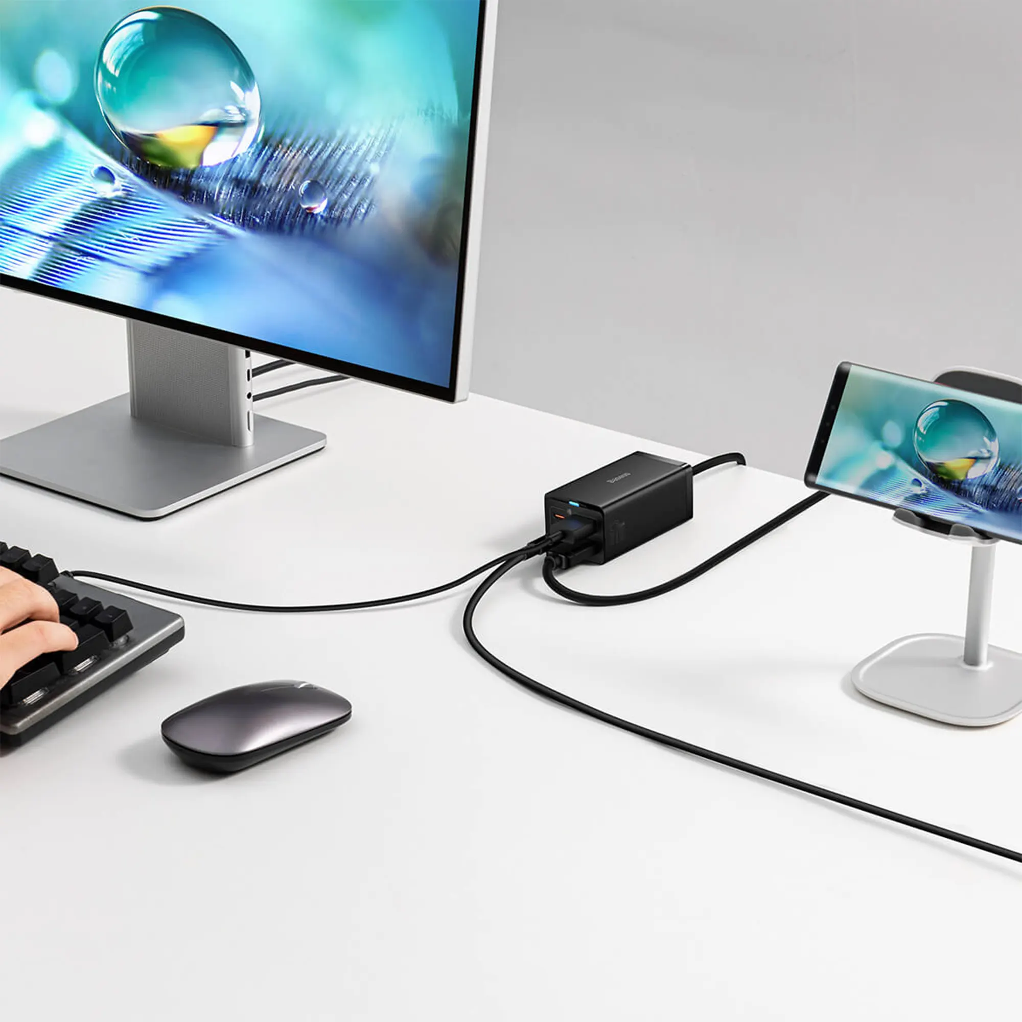 Купить Зарядное устройство Baseus Baseus GaN5 Pro Desktop Fast Charger 1U 2C HDMI 67W with 1.5m Power cord EU Black - фото 4