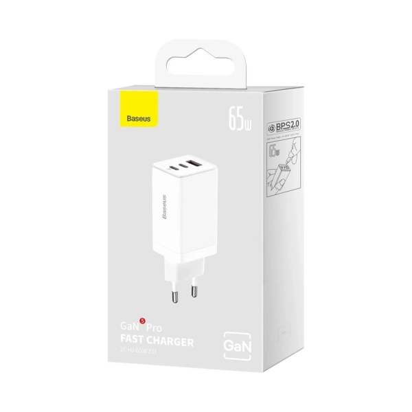 Купити Зарядний пристрій Baseus Baseus GaN5 Pro Fast Charger 2C U 65W EU White - фото 6