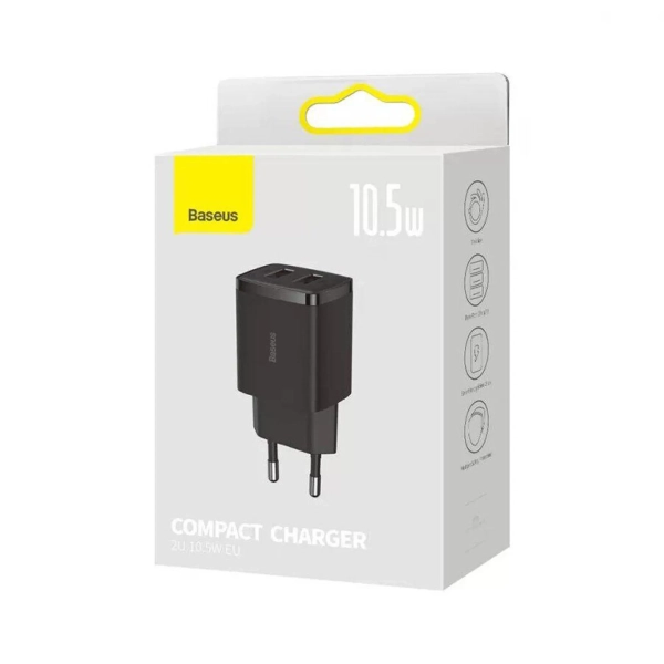 Купити Зарядний пристрій Baseus Compact Charger 2U 10.5W Black (CCXJ010201) - фото 6