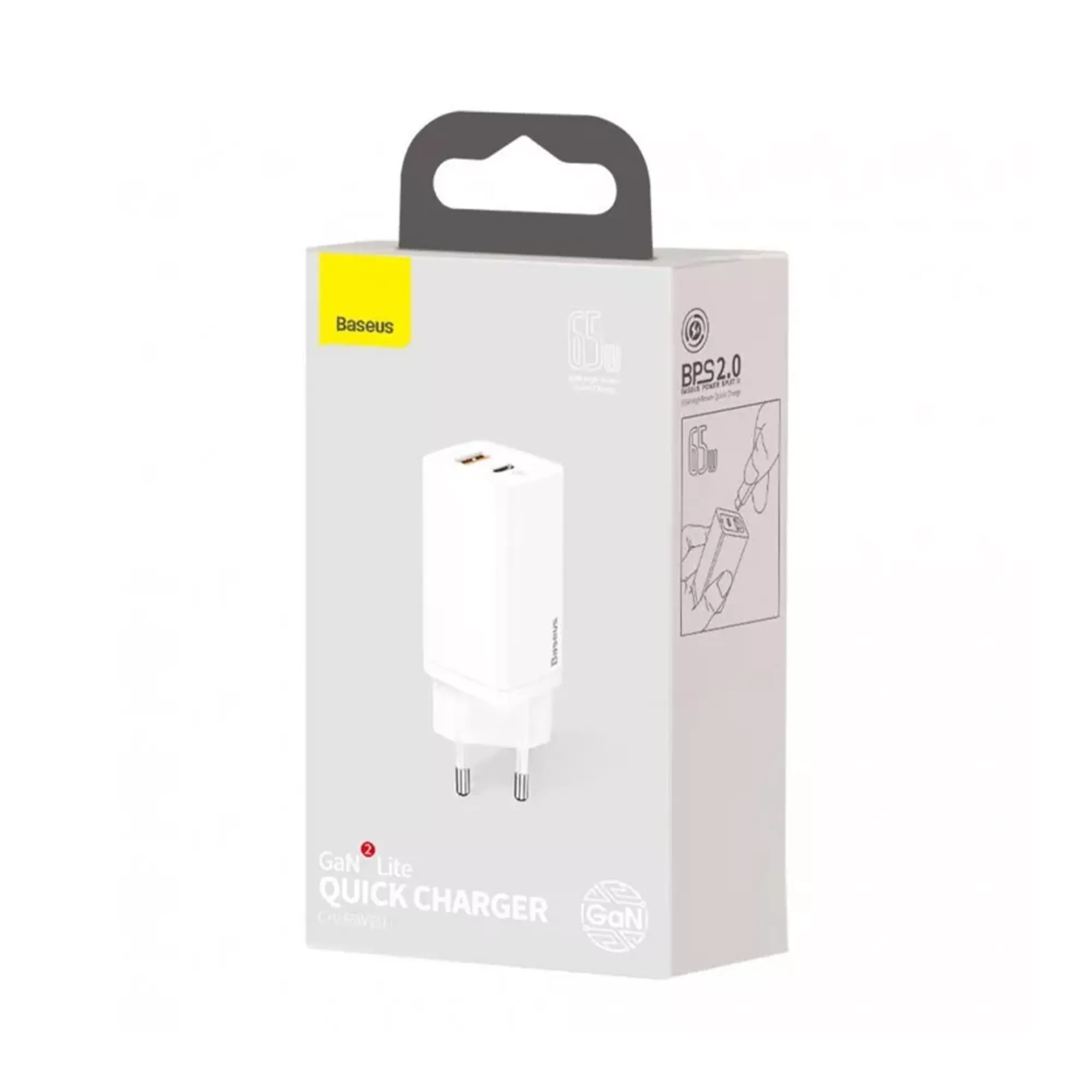 Купить Зарядное устройство для Baseus GaN2 Lite Quick Charger C U 65W EU Белый - фото 5