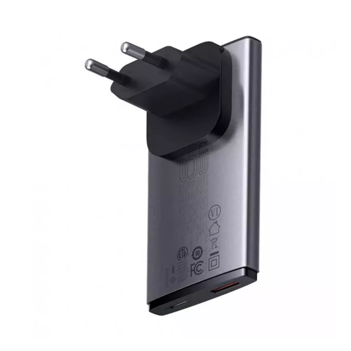 Купити Зарядний пристрій Baseus GaN5 Pro Ultra-Slim Fast Charger C U 65W (Overseas Edition) Gray - фото 3
