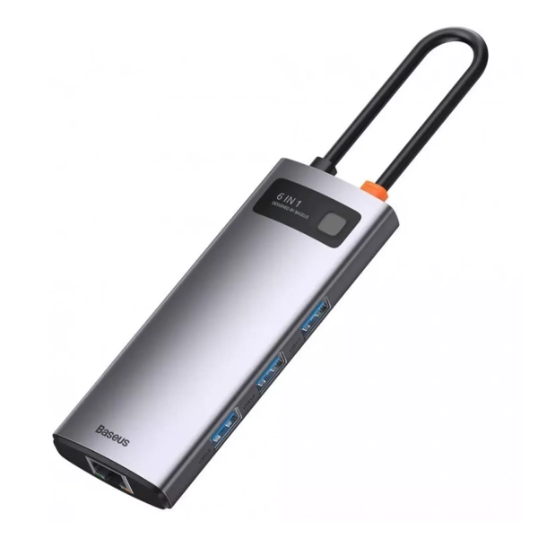 Купить Хаб Baseus Metal Gleam Series 6-in-1 Multifunctional (Type-C to HDMI/USB3.0/PD/RJ45) - фото 3