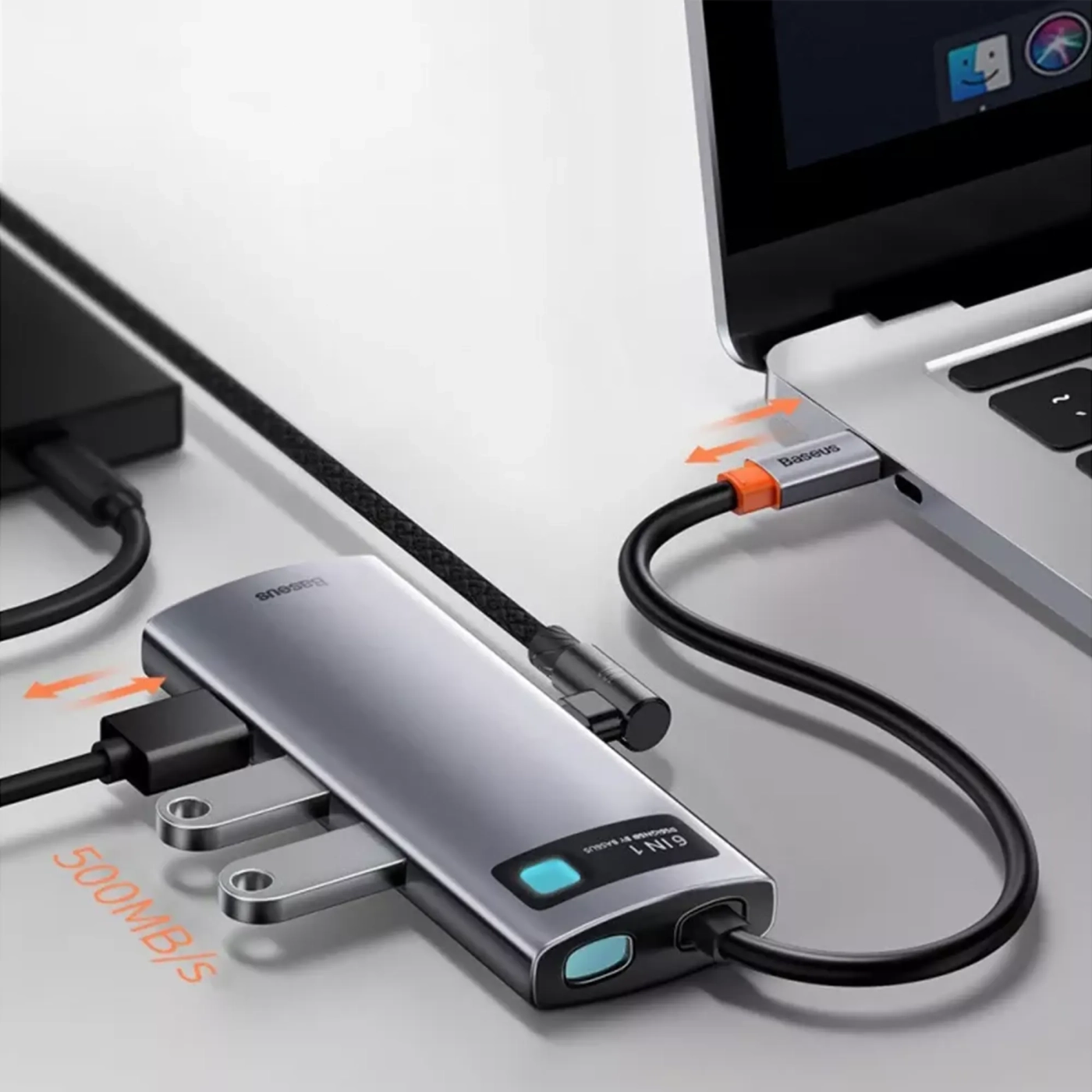 Купить Хаб Baseus Metal Gleam Series 6-in-1 Multifunctional (Type-C to HDMI/USB3.0/PD/RJ45) - фото 6