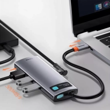 Купить Хаб Baseus Metal Gleam Series 6-in-1 Multifunctional (Type-C to HDMI/USB3.0/PD/RJ45) - фото 6