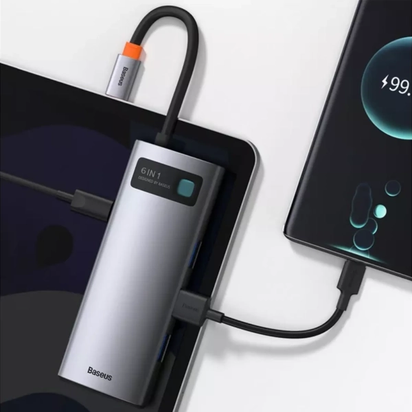Купить Хаб Baseus Metal Gleam Series 6-in-1 Multifunctional (Type-C to HDMI/USB3.0/PD/RJ45) - фото 7