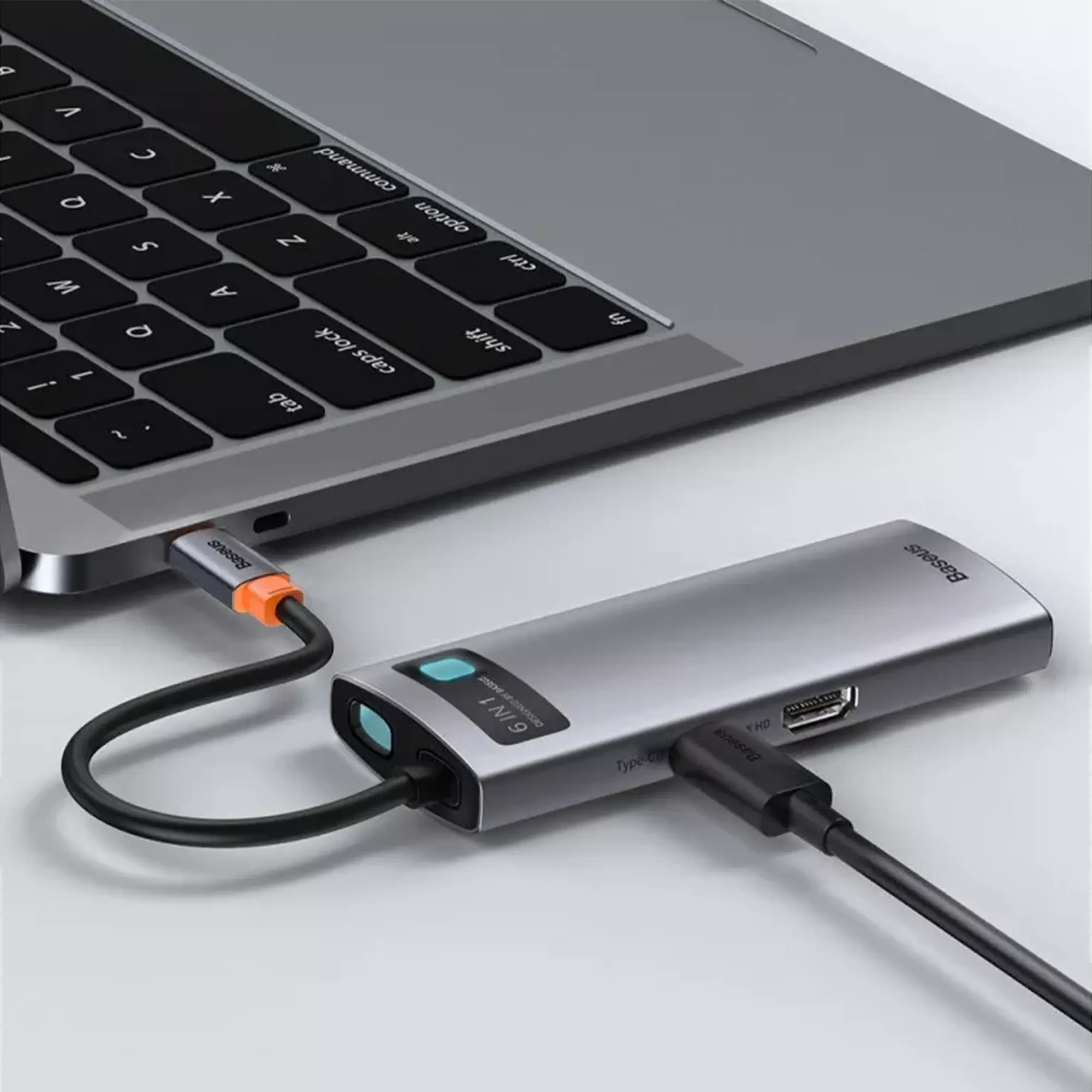 Купить Хаб Baseus Metal Gleam Series 6-in-1 Multifunctional (Type-C to HDMI/USB3.0/PD/RJ45) - фото 8