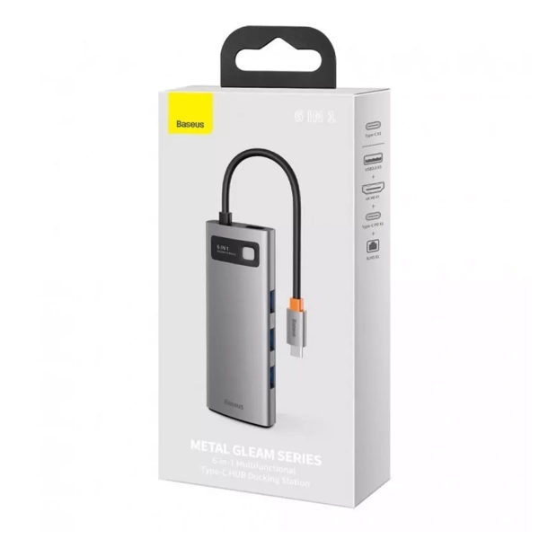 Купить Хаб Baseus Metal Gleam Series 6-in-1 Multifunctional (Type-C to HDMI/USB3.0/PD/RJ45) - фото 9