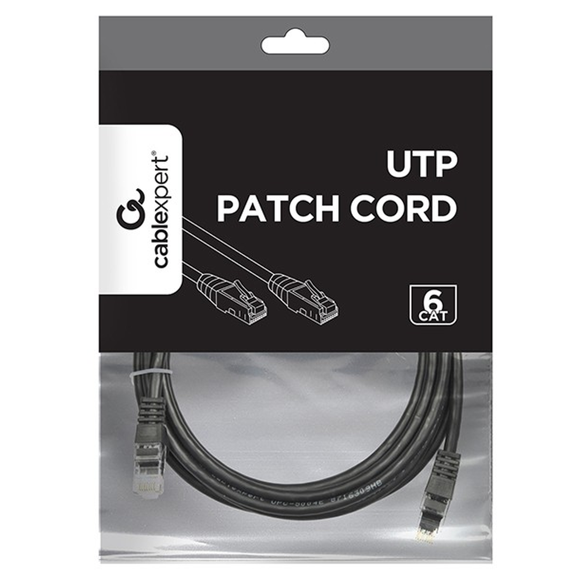 Купить Патч-корд Cablexpert 3м RJ-45 UTP Cat 6 Черный (PP6U-3M/BK) - фото 2