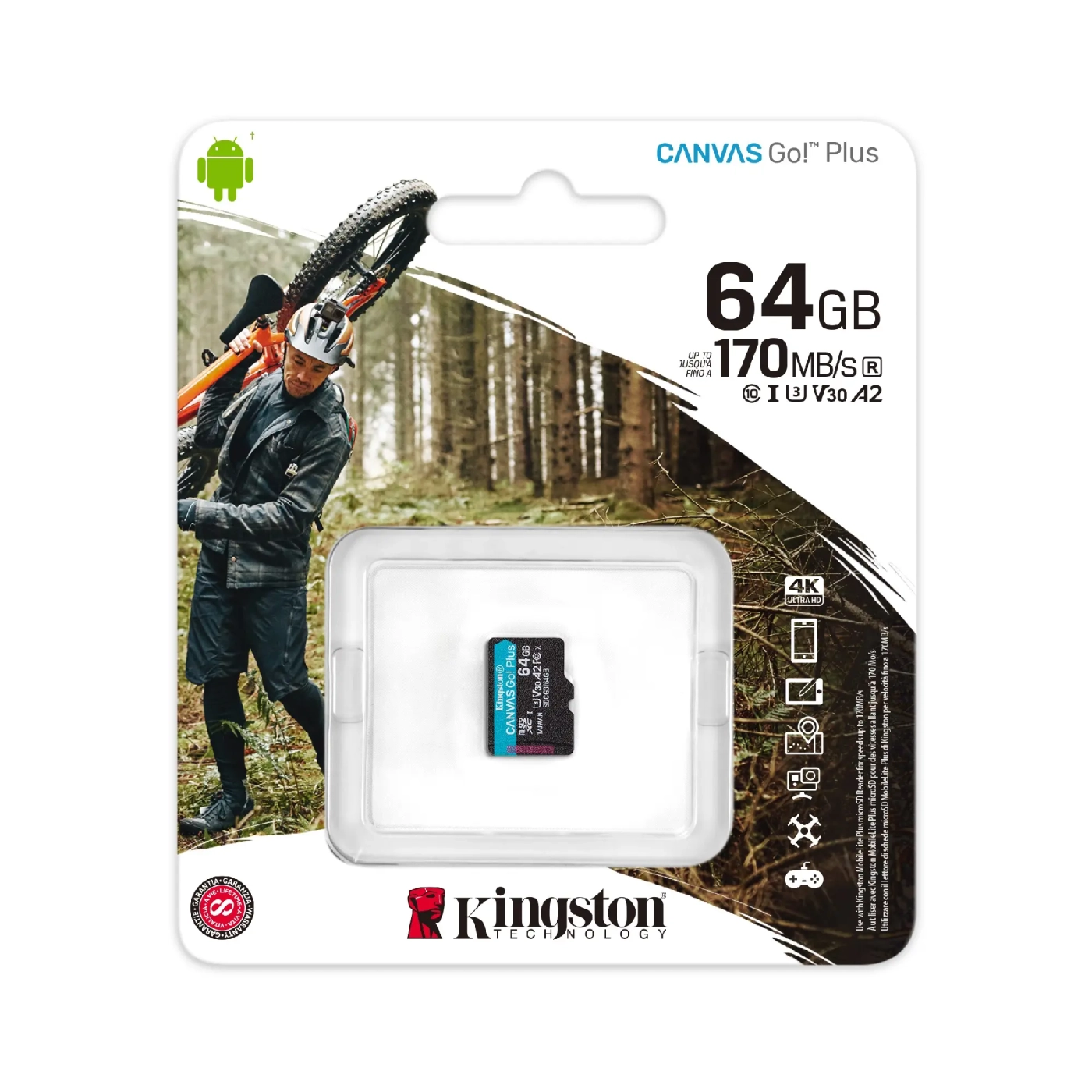 Купить Карта памяти Kingston microSDXC 64GB Canvas Go! Plus C10 UHS-I U3 V30 A2 (SDCG3/64GBSP) - фото 3