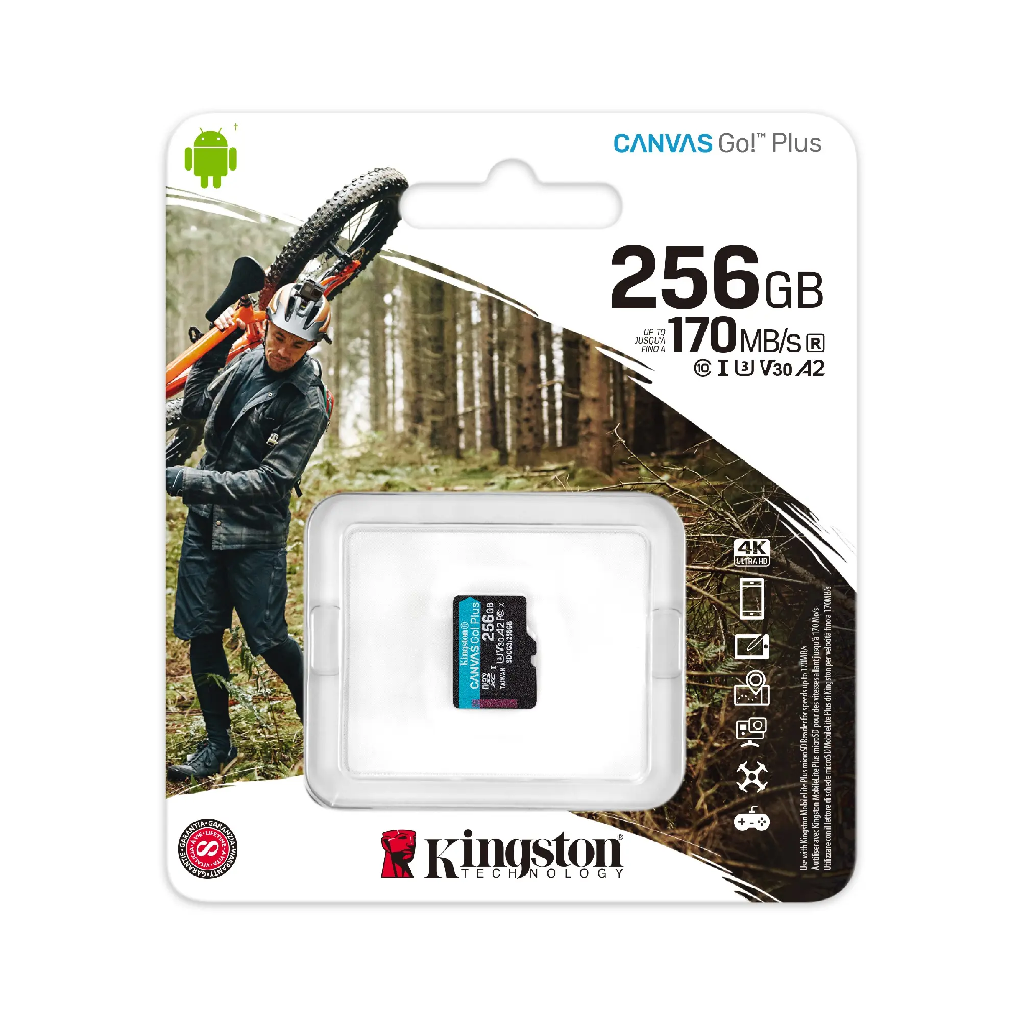 Купити Карта пам'яті Kingston microSDXC 256GB Canvas Go! Plus C10 UHS-I U3 V30 A2 (SDCG3/256GBSP) - фото 3