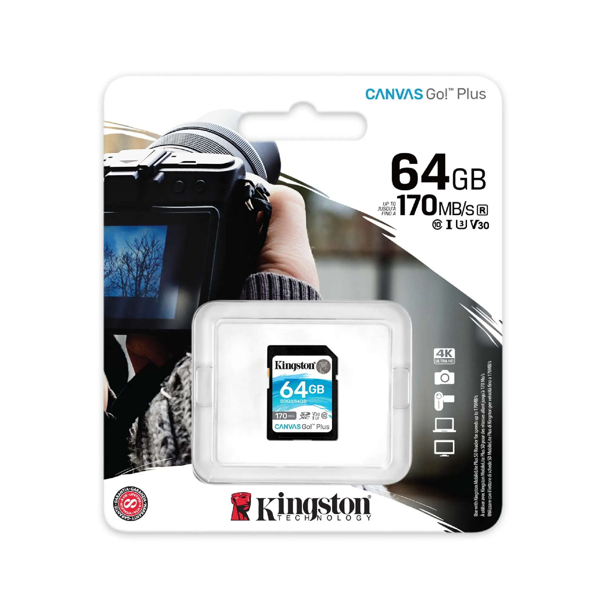 Купити Карта пам'яті Kingston SDXC 64GB Canvas Go! Plus C10 UHS-I U3 V30 (SDG3/64GB) - фото 3