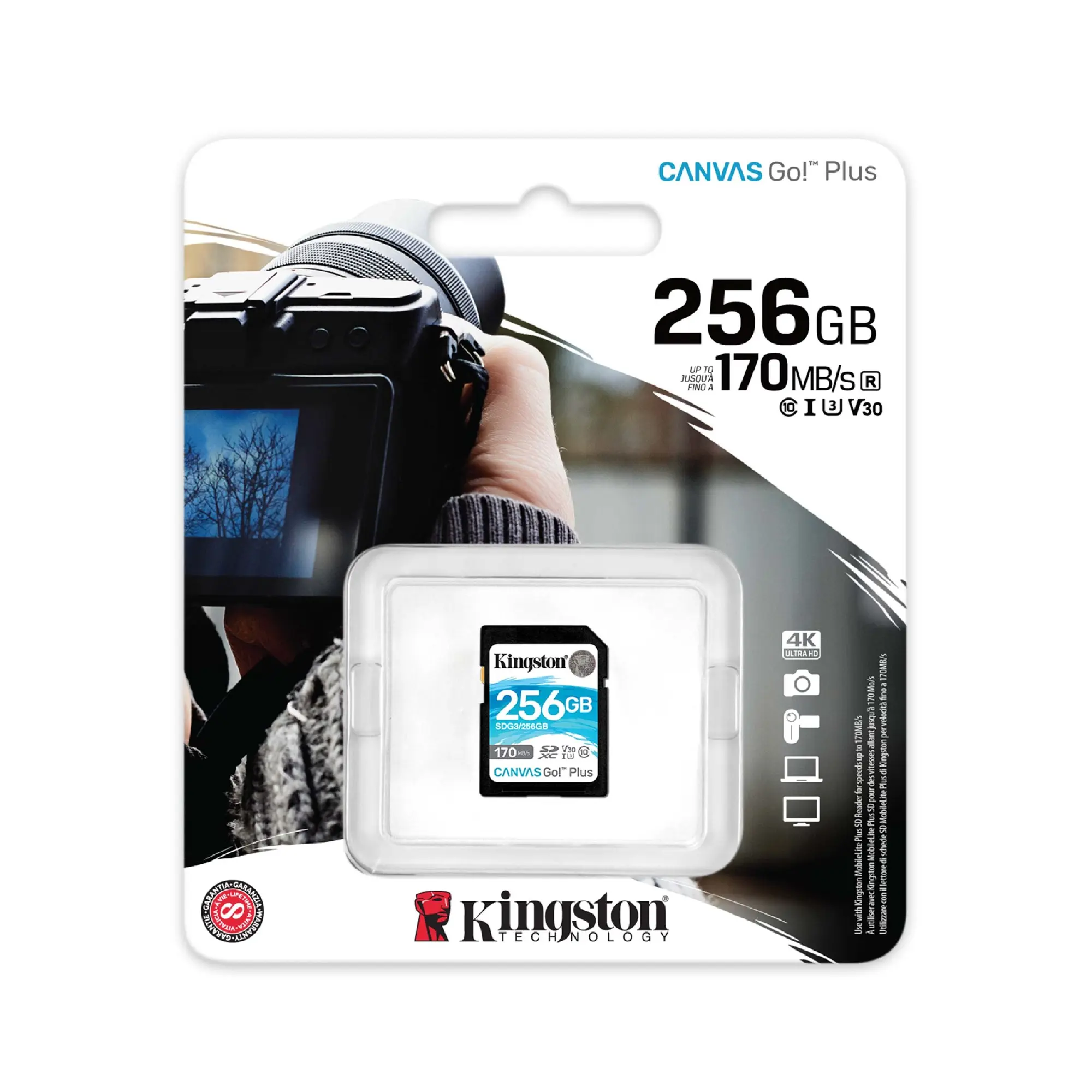 Купити Карта пам'яті Kingston SDXC 256GB Canvas Go! Plus C10 UHS-I U3 V30 (SDG3/256GB) - фото 3
