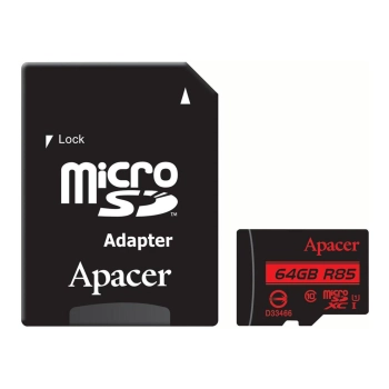 Купити Карта пам'яті Apacer microSD 64GB C10 UHS-I R85MB/s + SD (AP64GMCSX10U5-R) - фото 1